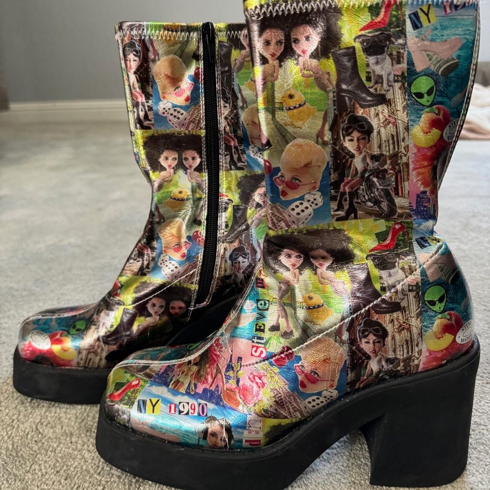 Steve Madden, size 7.5 - Unique, shiny, fun, party, combat boots